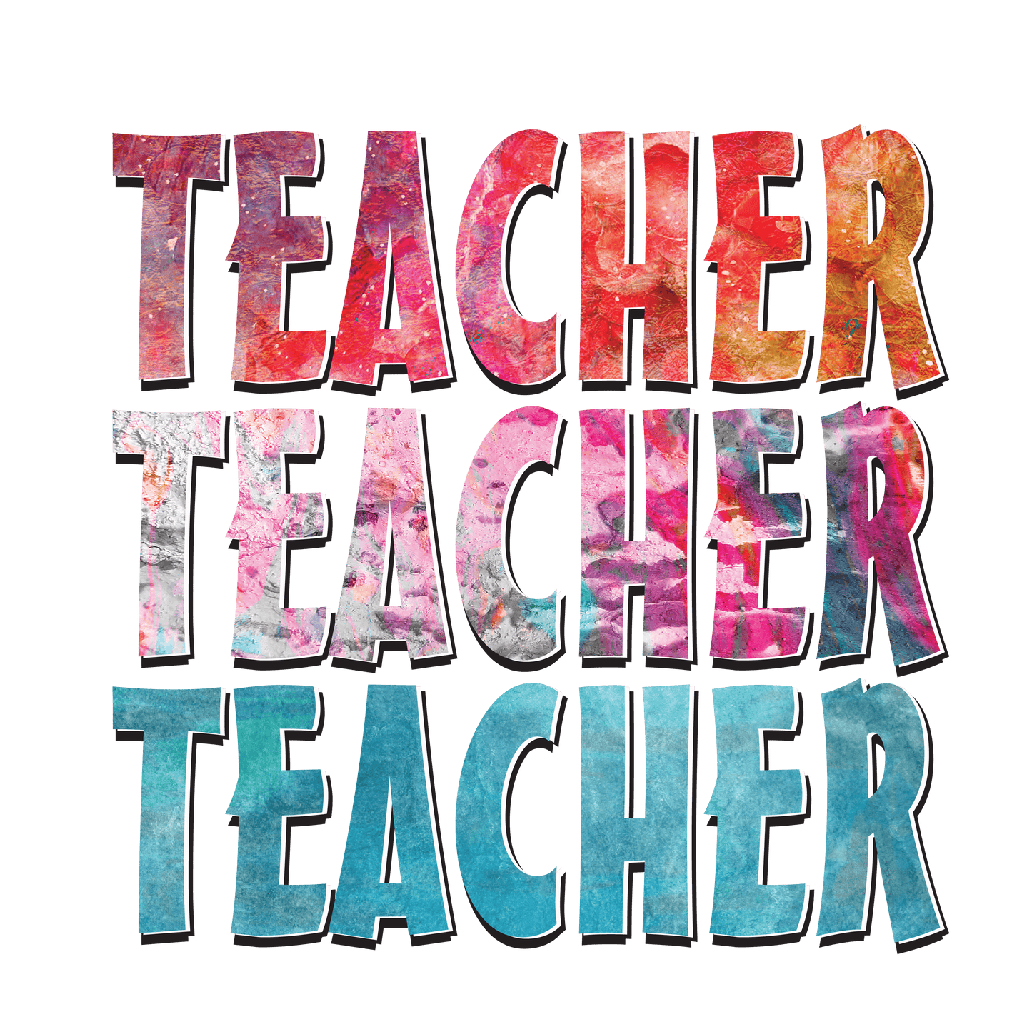 Colorful Teacher Design - DTF Ready To Press