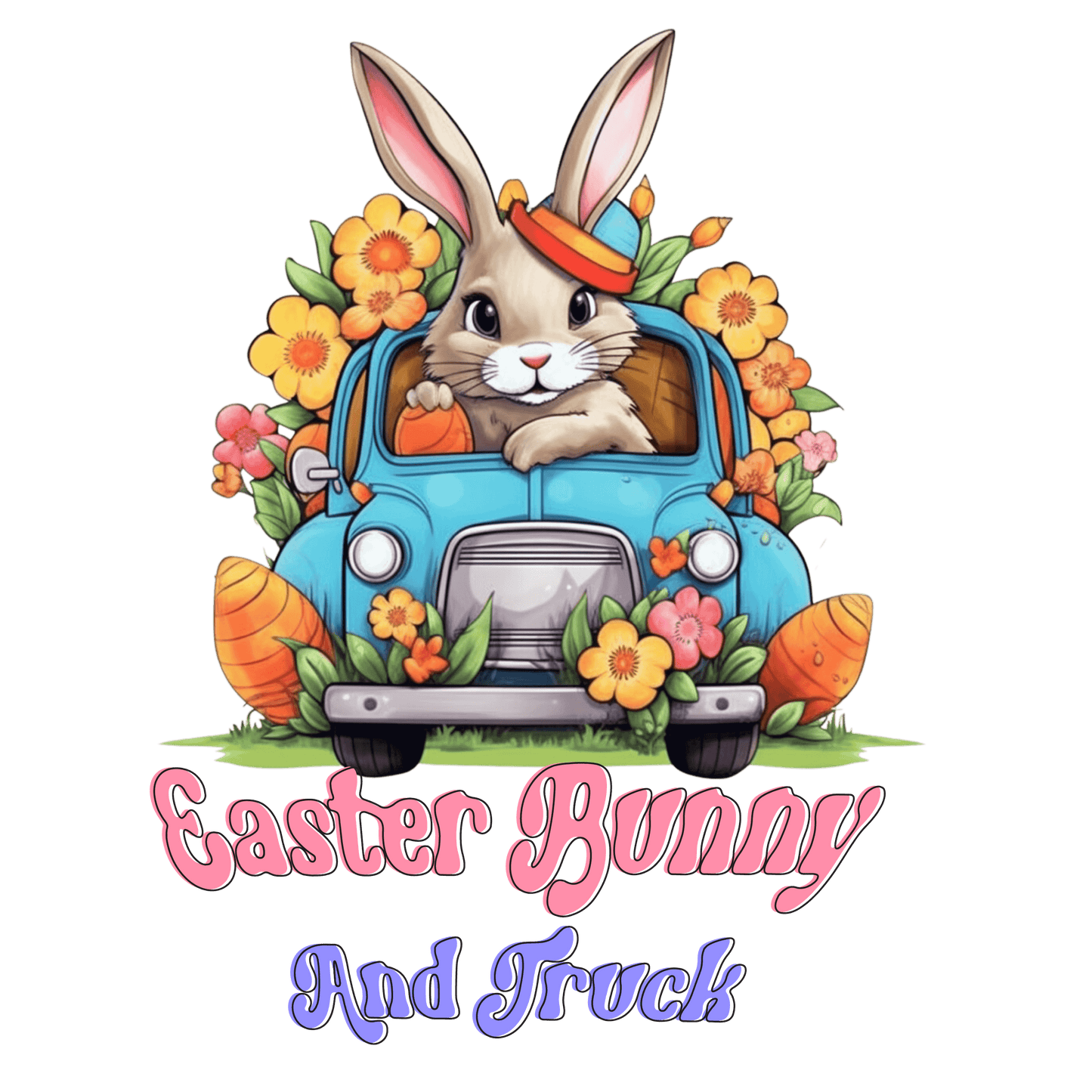 Easter Bunny And Truck Hunting Time Design - DTF Ready To Press