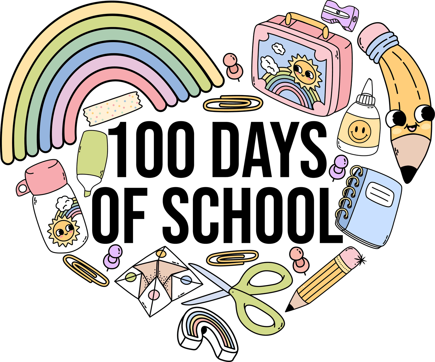 Cute 100 Days Of School Design - DTF Ready To Press