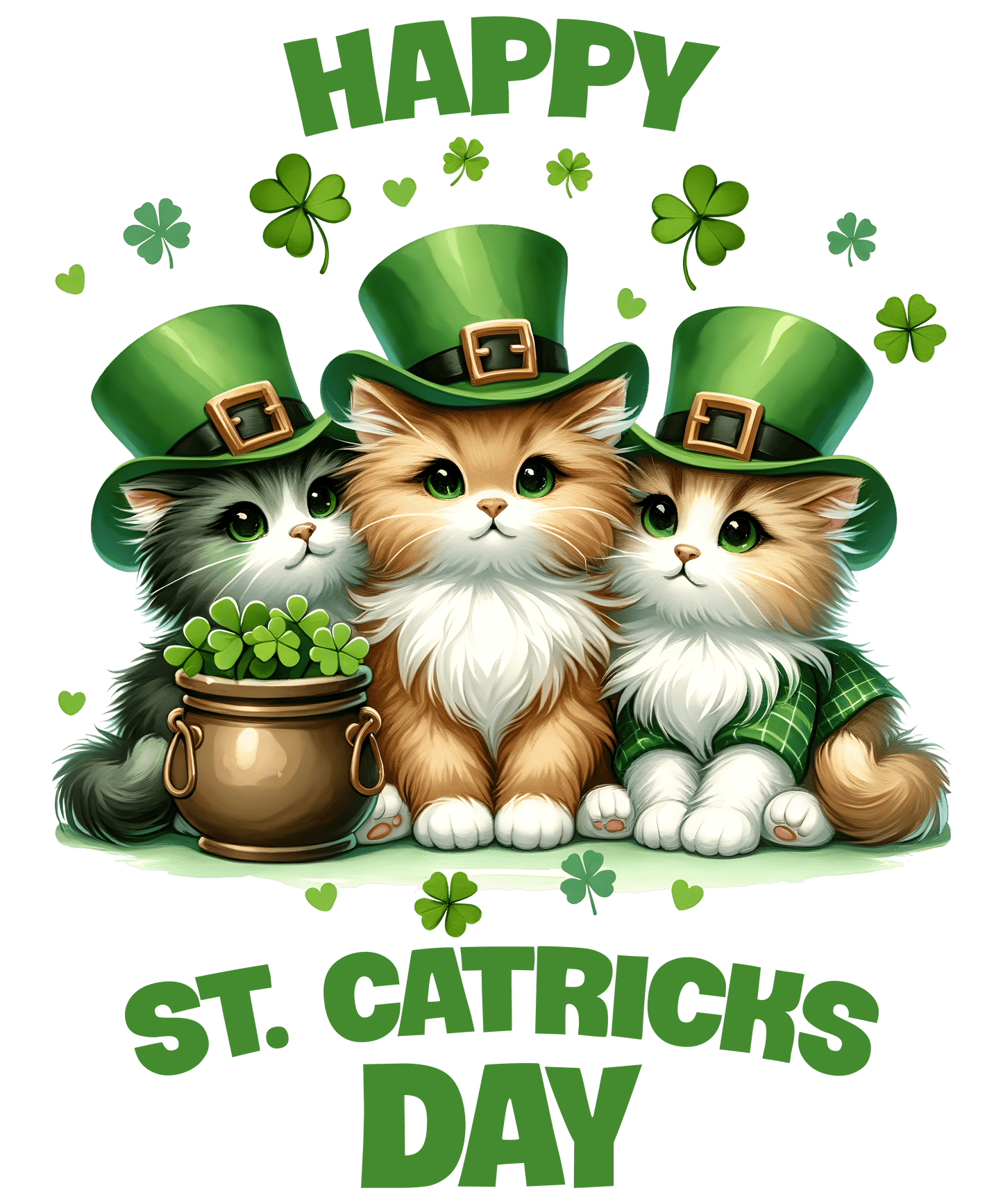 Happy ST. Patricks Day Funny Cat Design - DTF Ready To Press