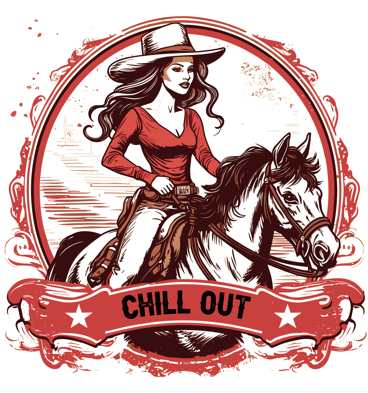 Chill Out Cowgirl Design - DTF Ready To Press