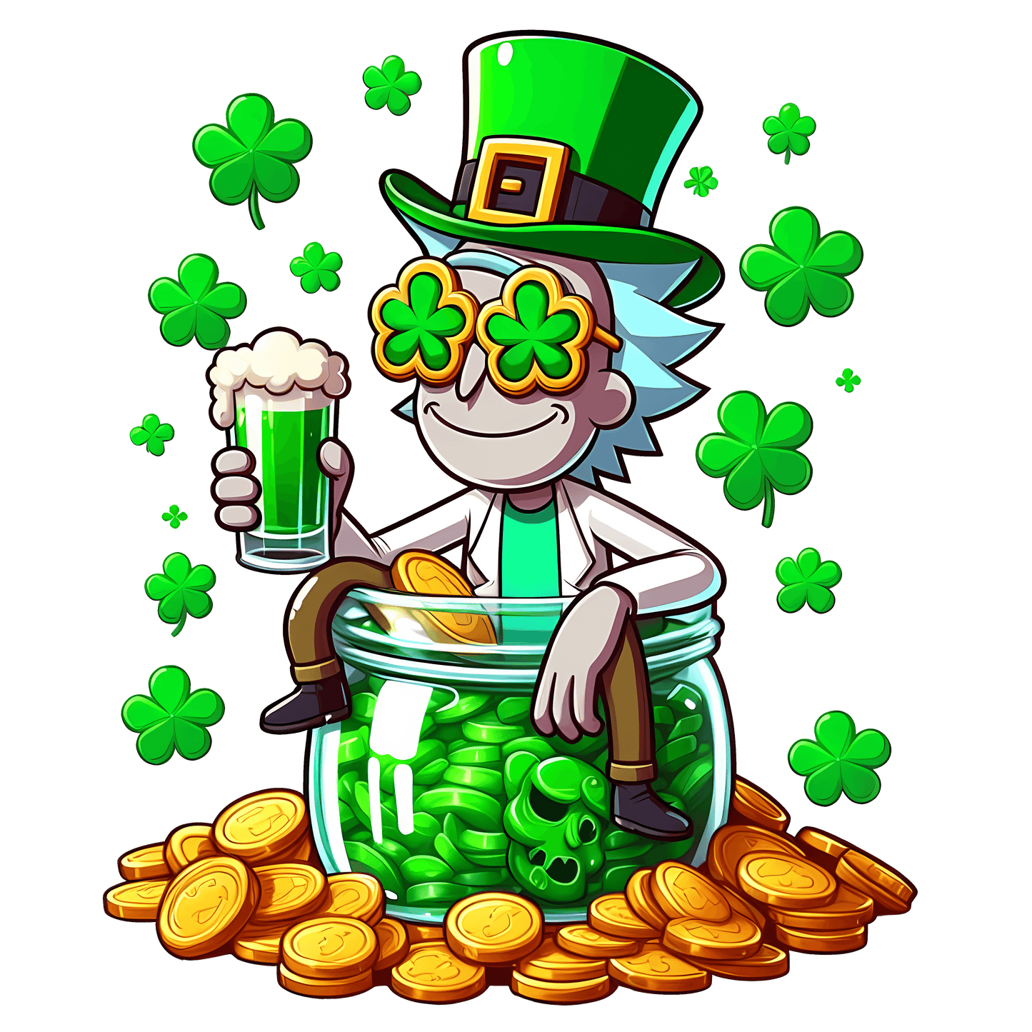 Rick Sanchez Beer Lover Saint Patrick's Design - DTF Ready To Press