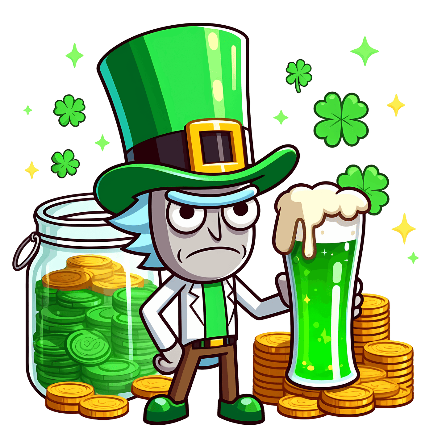 Rick And Beer Saint Patrick Day Design - DTF Ready To Press
