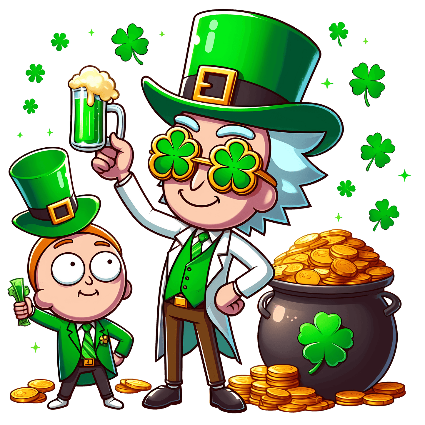 Rick and Morty Lucky Day St Patrick's Design - DTF Ready To Press