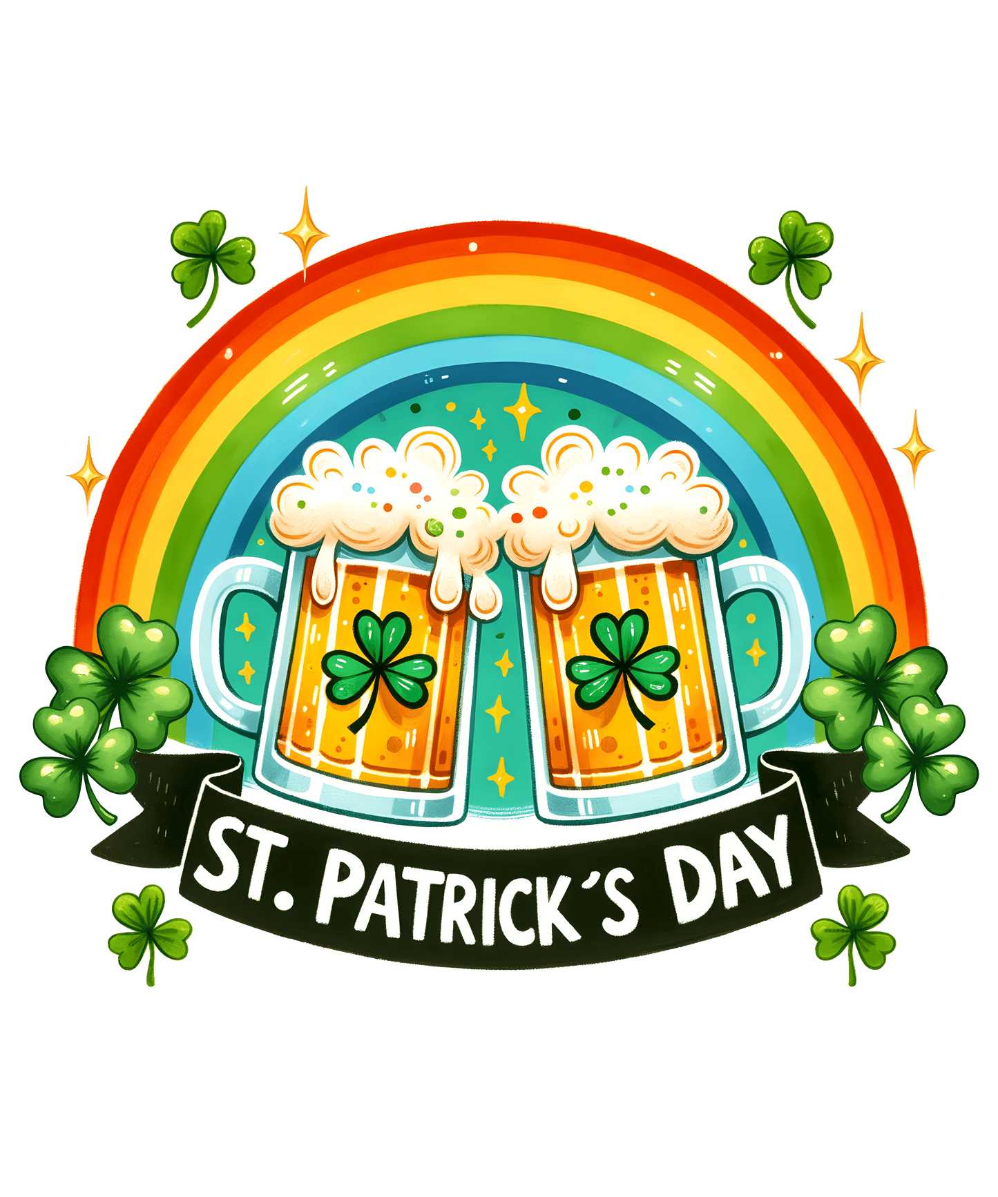 Happy St. Patricks Day Rainbow Design - DTF Ready To Press