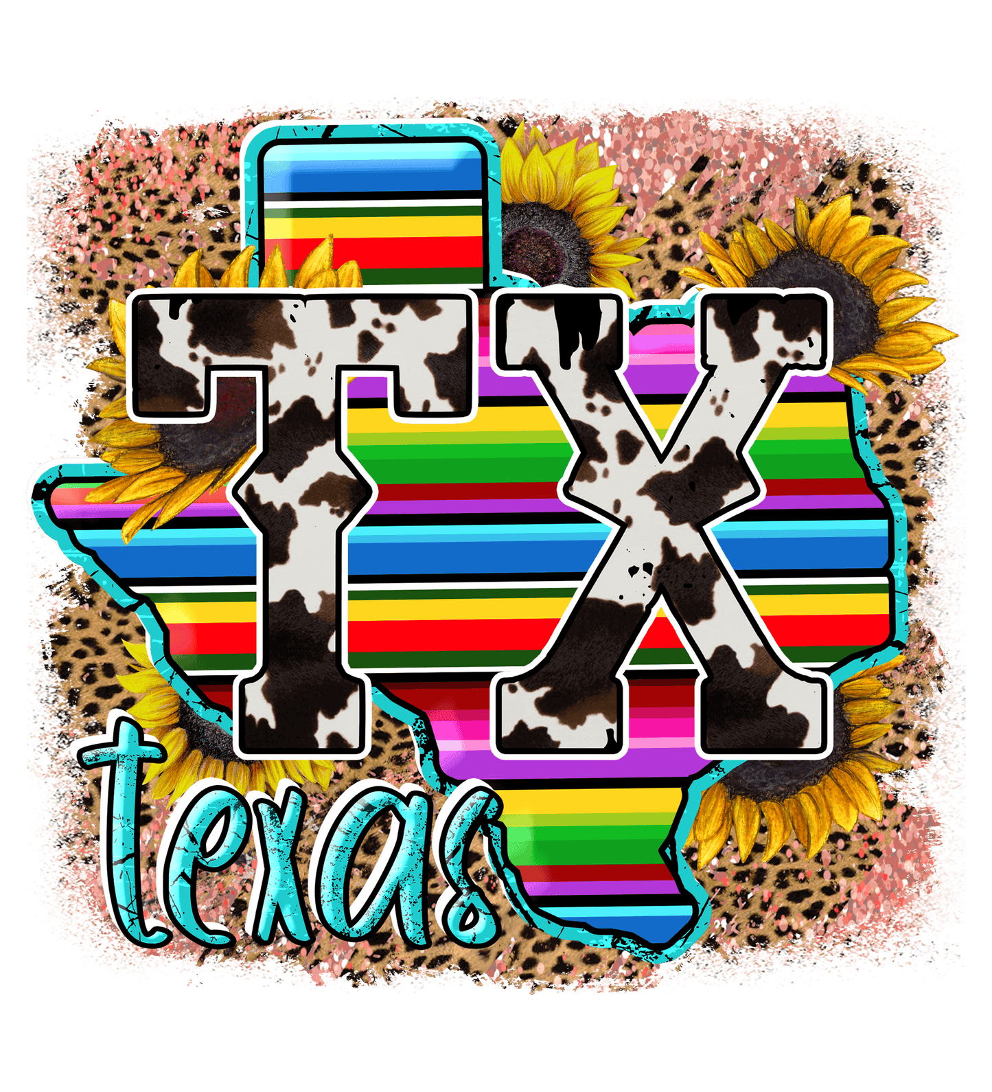 Tx Texas Leopard Design - DTF Ready To Press