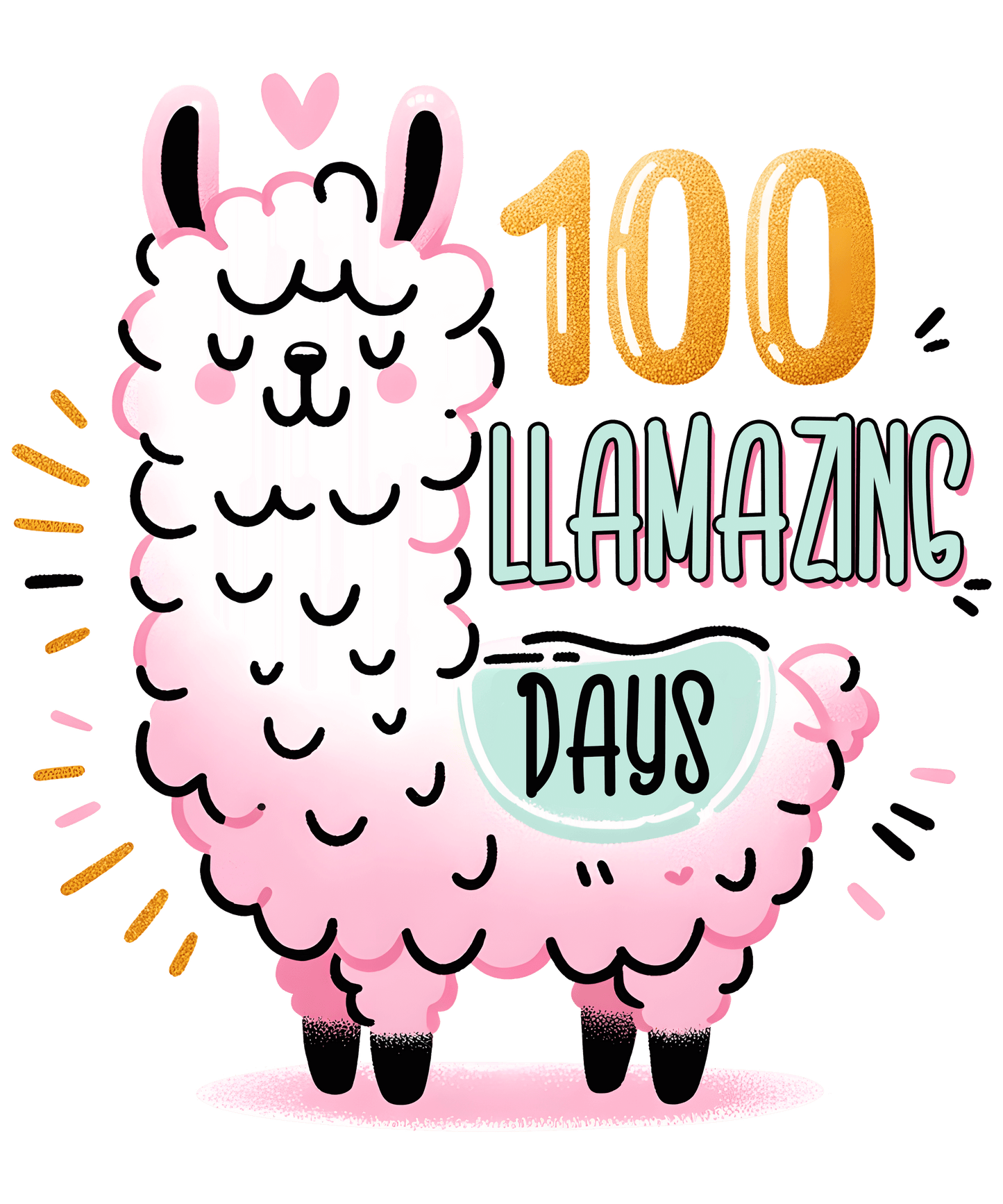 100 Llamazing Days Amazing School Lama Design - DTF Ready To Press