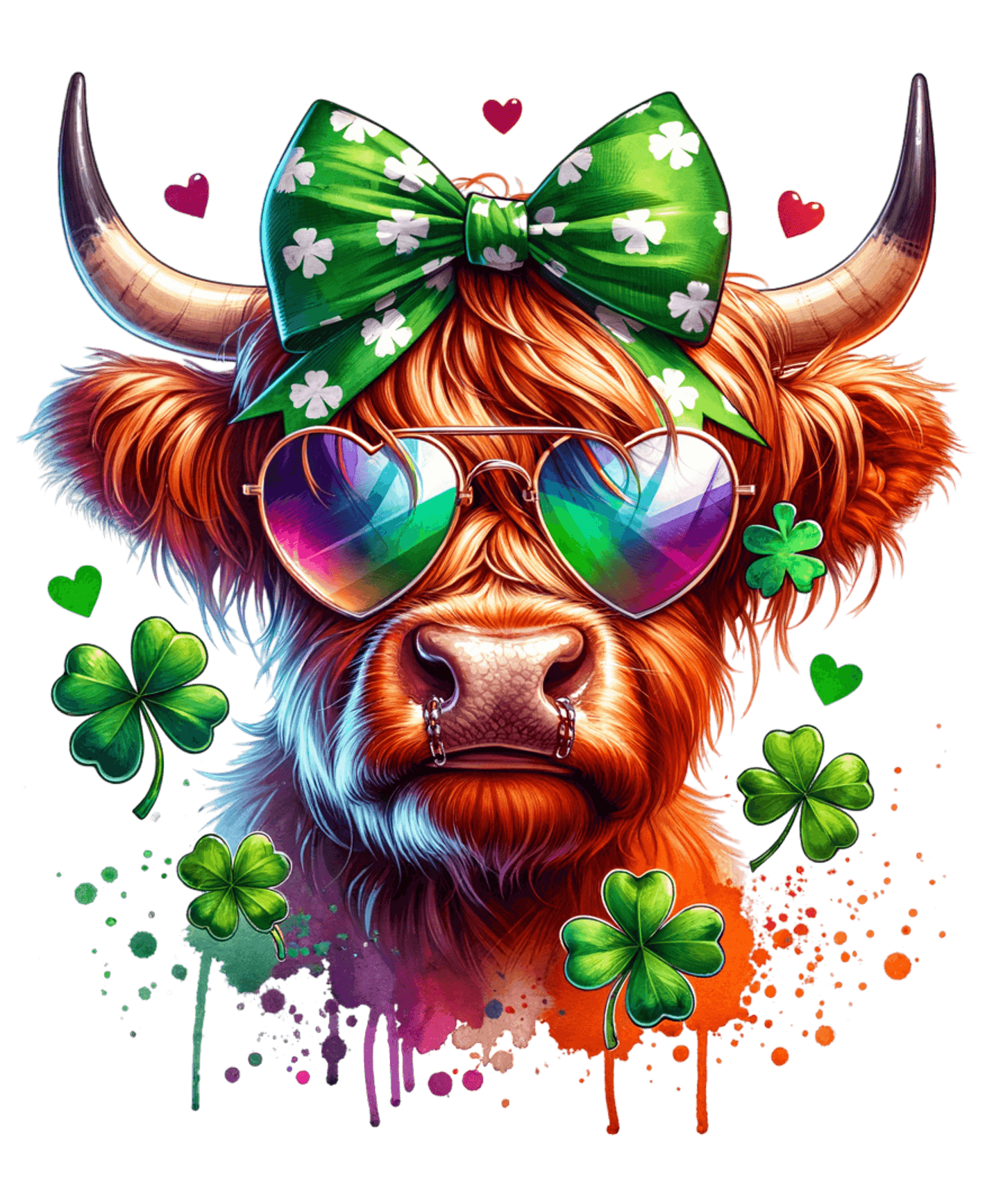 St. Paddy's Day Cool Highland Cow Design - DTF Ready To Press