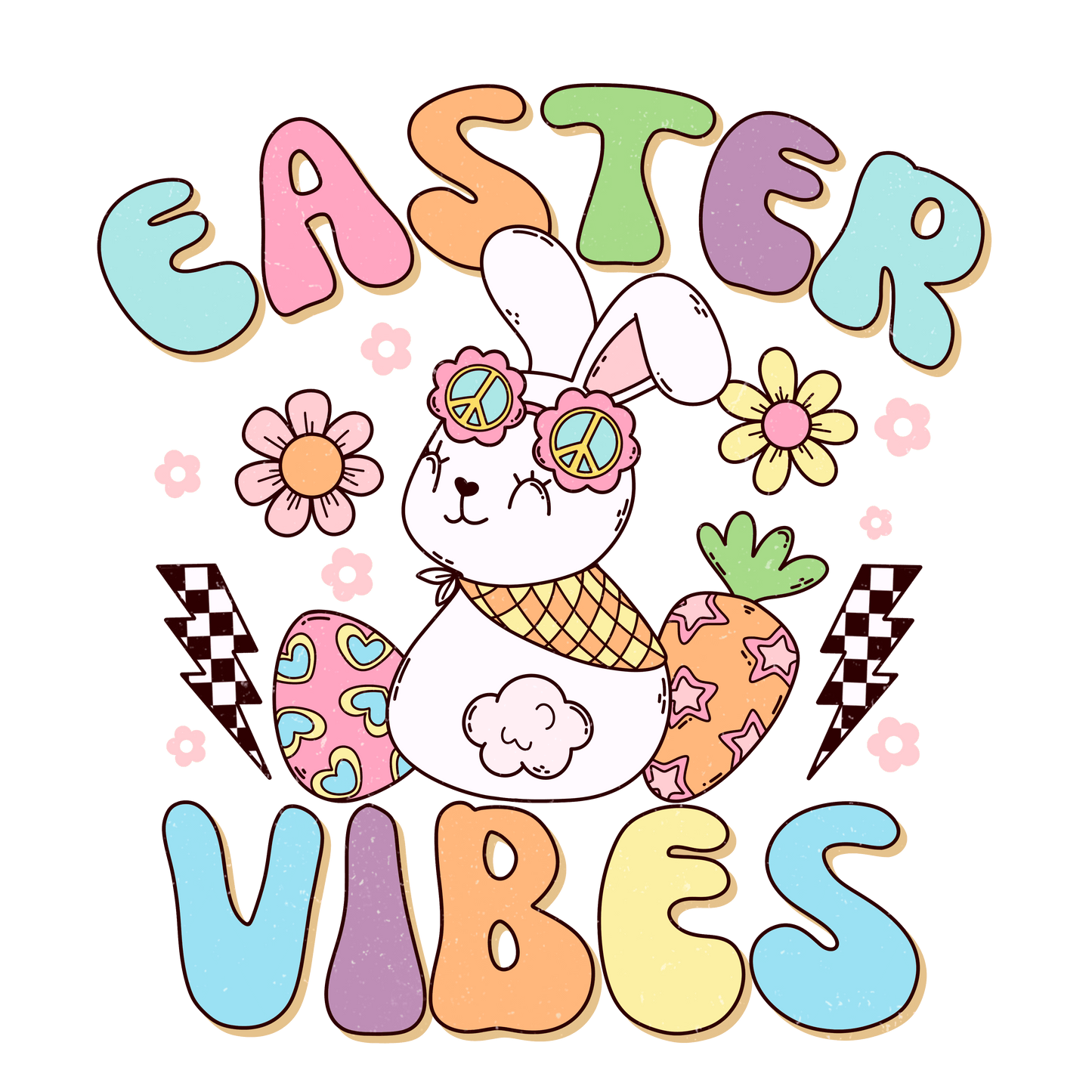 Retro Easter Vibes Design - DTF Ready To Press