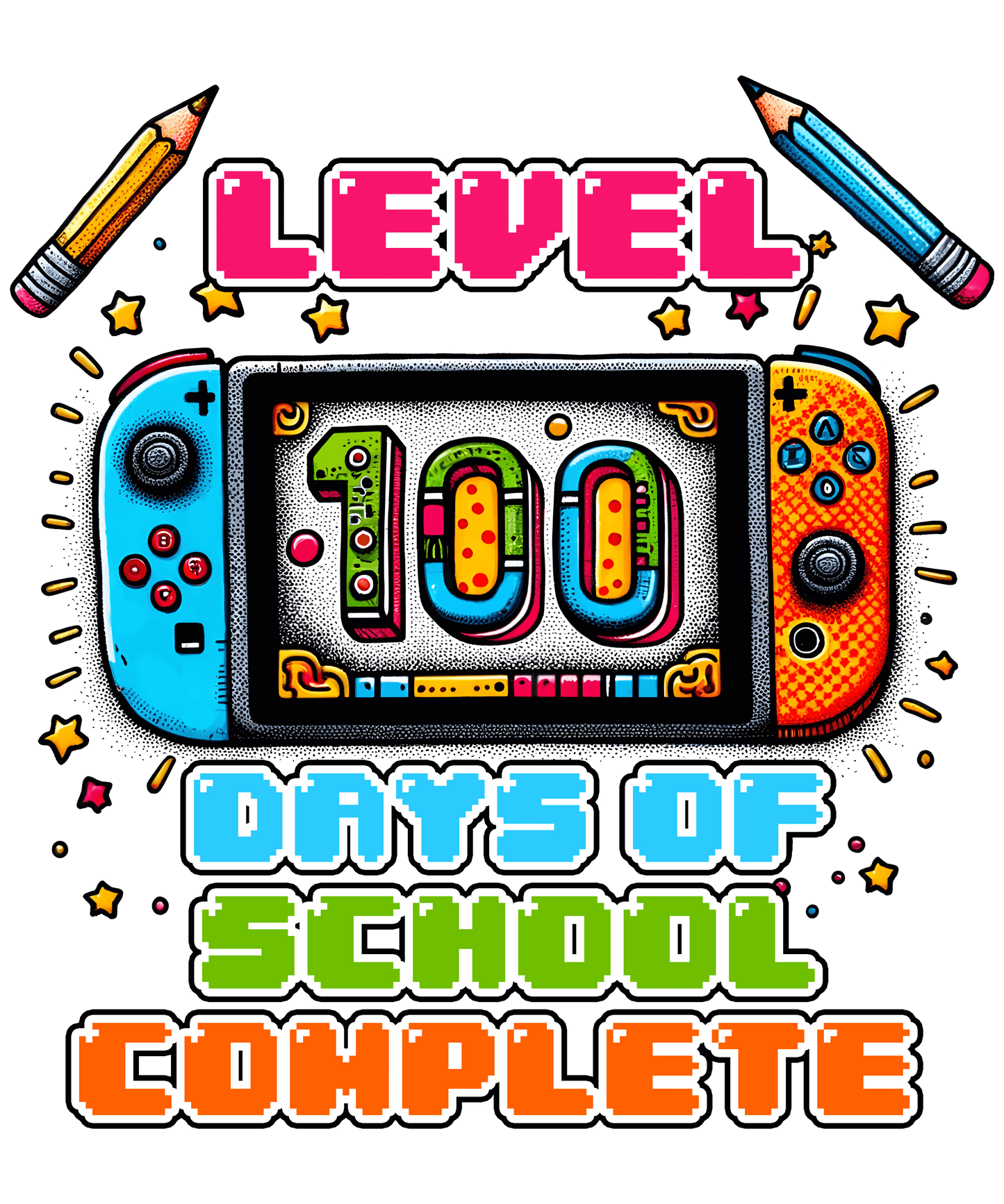 Level 100 Days Of School Complete Design - DTF Ready To Press