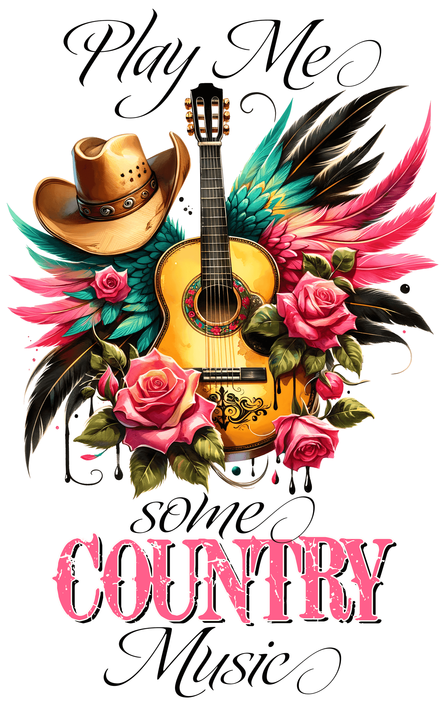 Play Me Some Country Music Western Design - DTF Ready To Press