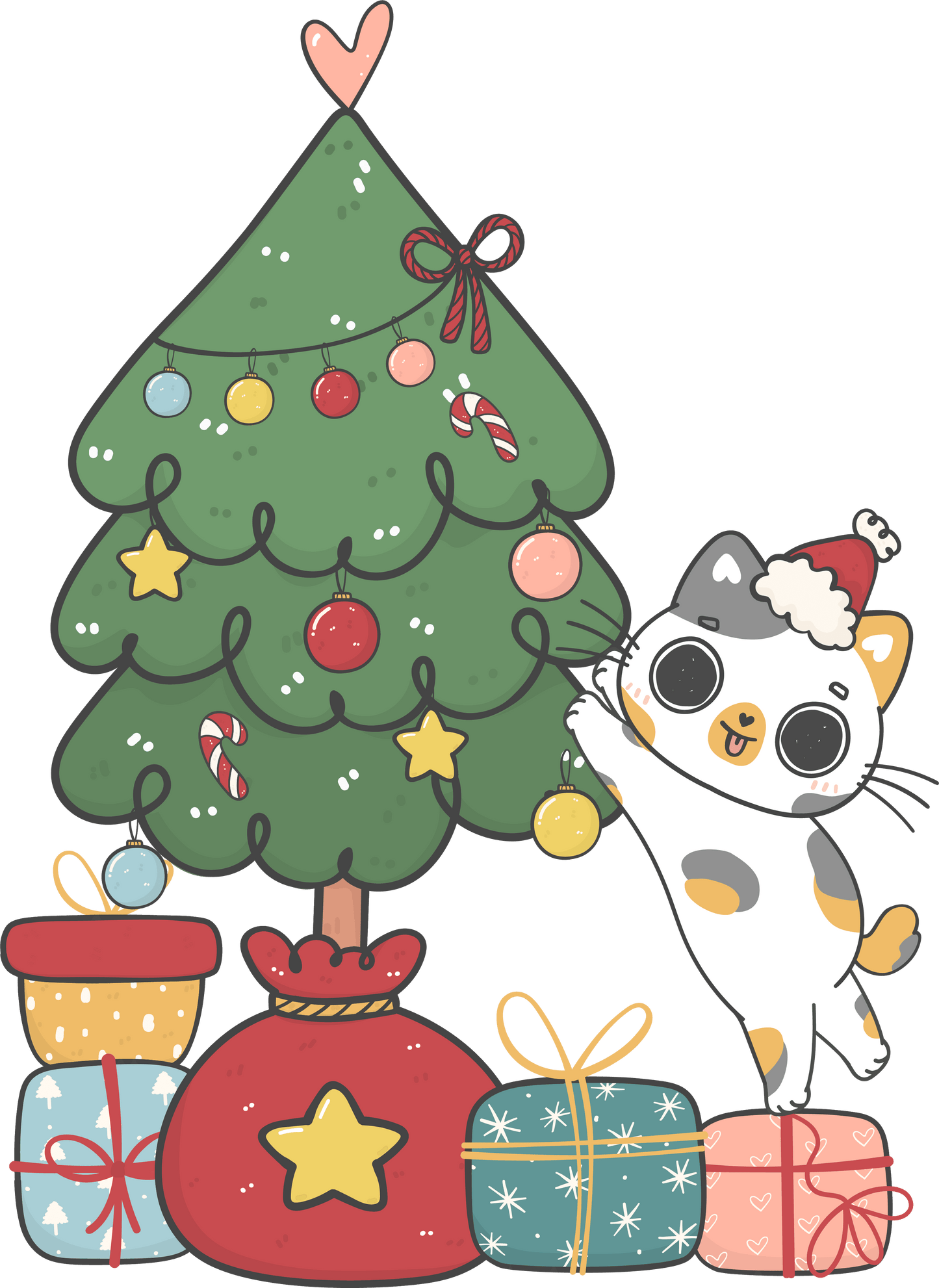 Christmas Cat Gifts Design - DTF Ready To Press