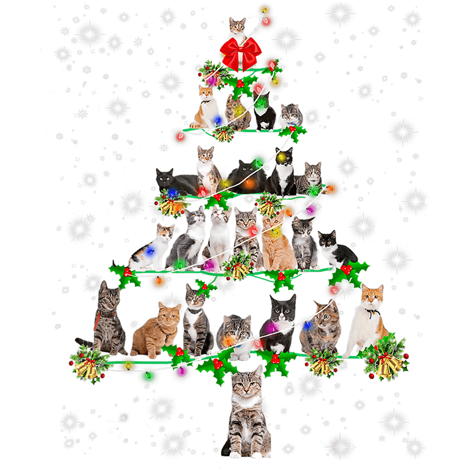 Christmas Cat Tree Design - DTF Ready To Press