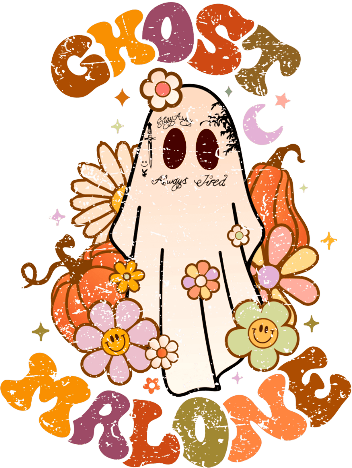 Halloween Ghost Malone Design - DTF Ready To Press