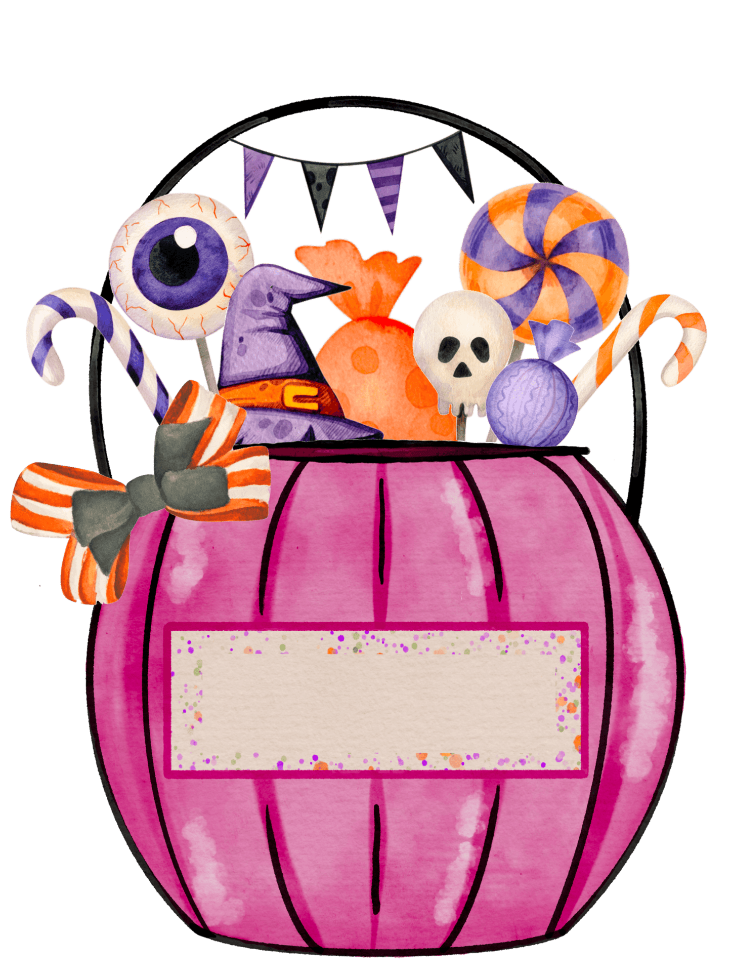 Halloween Pink Candy Bucket Design - DTF Ready To Press