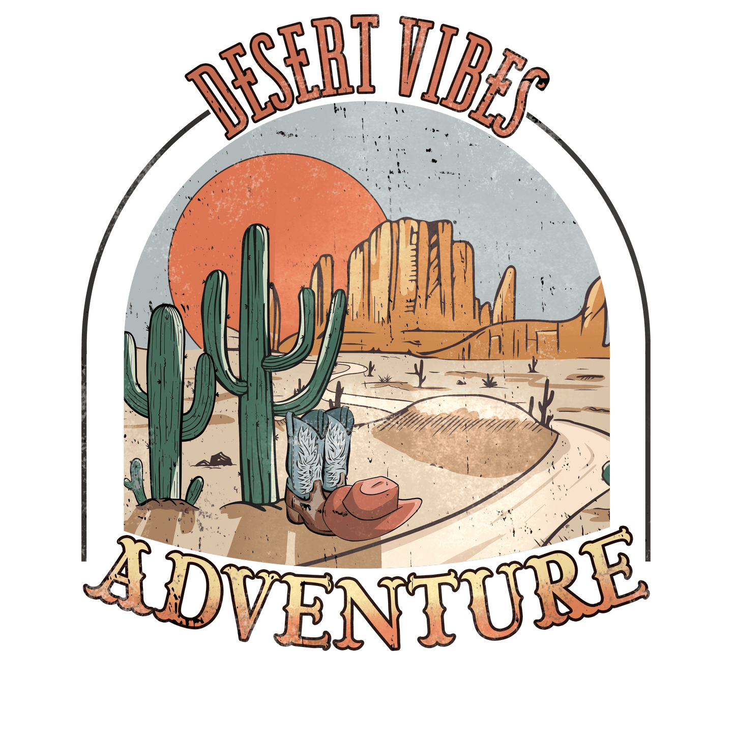 Desert Vibes Adventure Western Design - DTF Ready To Press