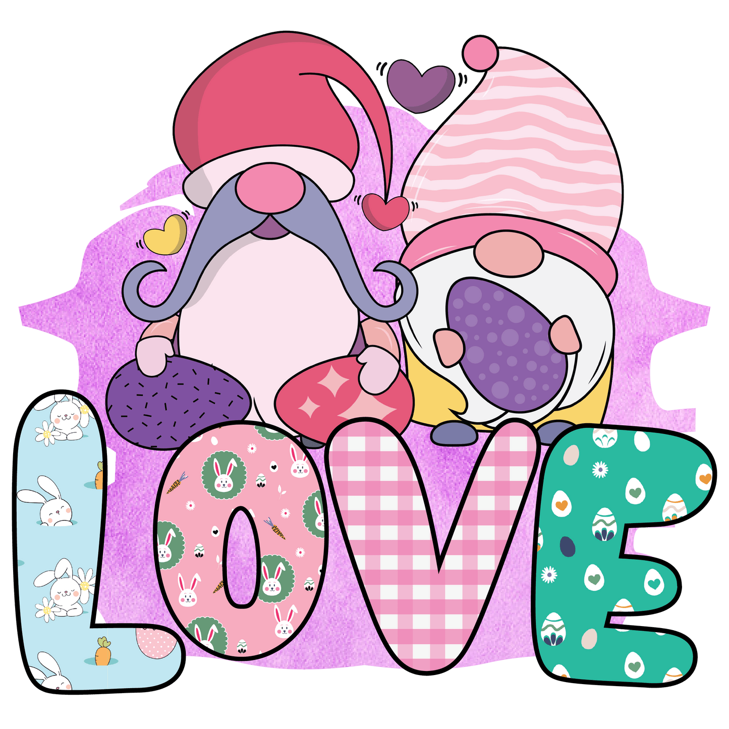Gnome Easter Love Design - DTF Ready To Press