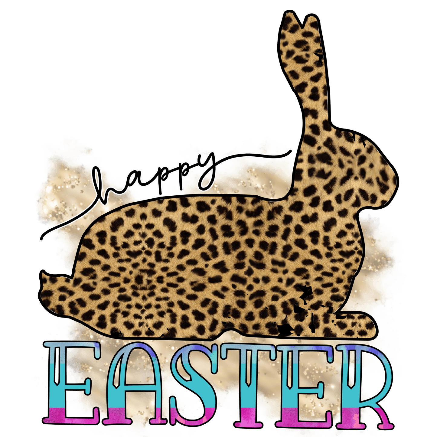 Happy Easter Bunny Leopard Design - DTF Ready To Press
