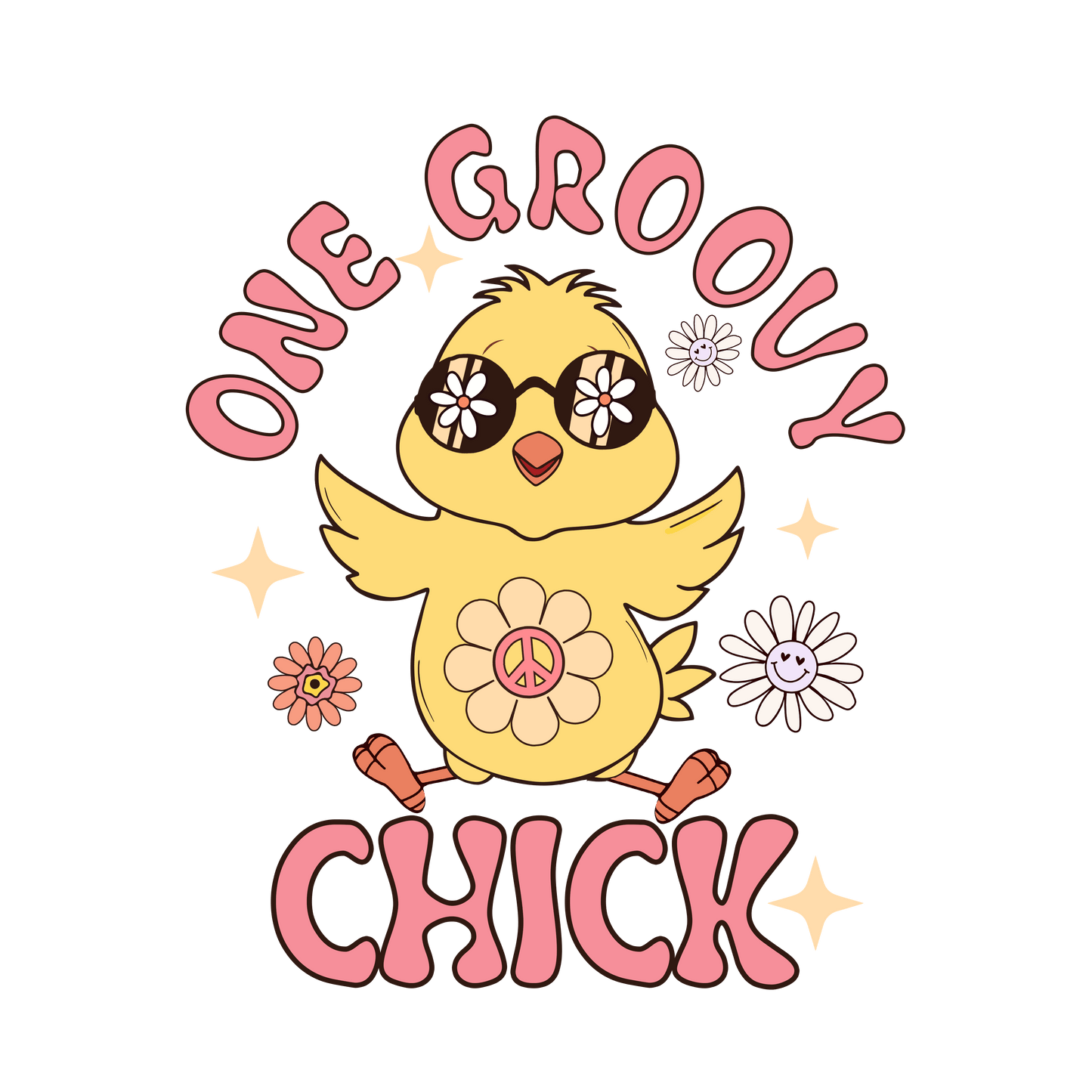 One Groovy Chick Easter Design - DTF Ready To Press