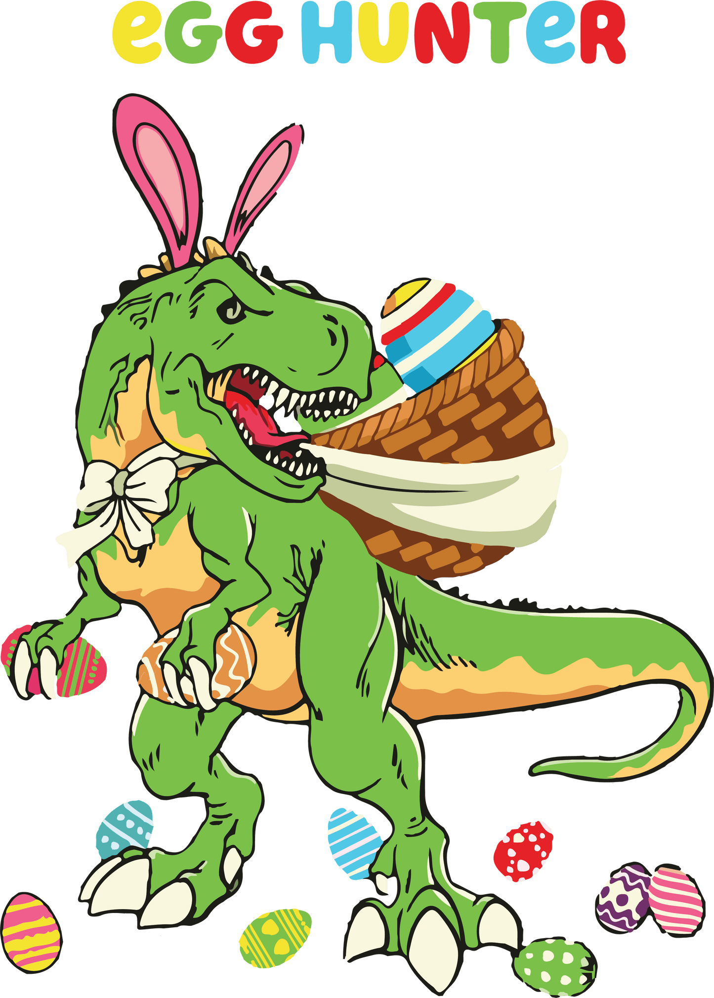Egg Hunter Dino Easter Design - DTF Ready To Press