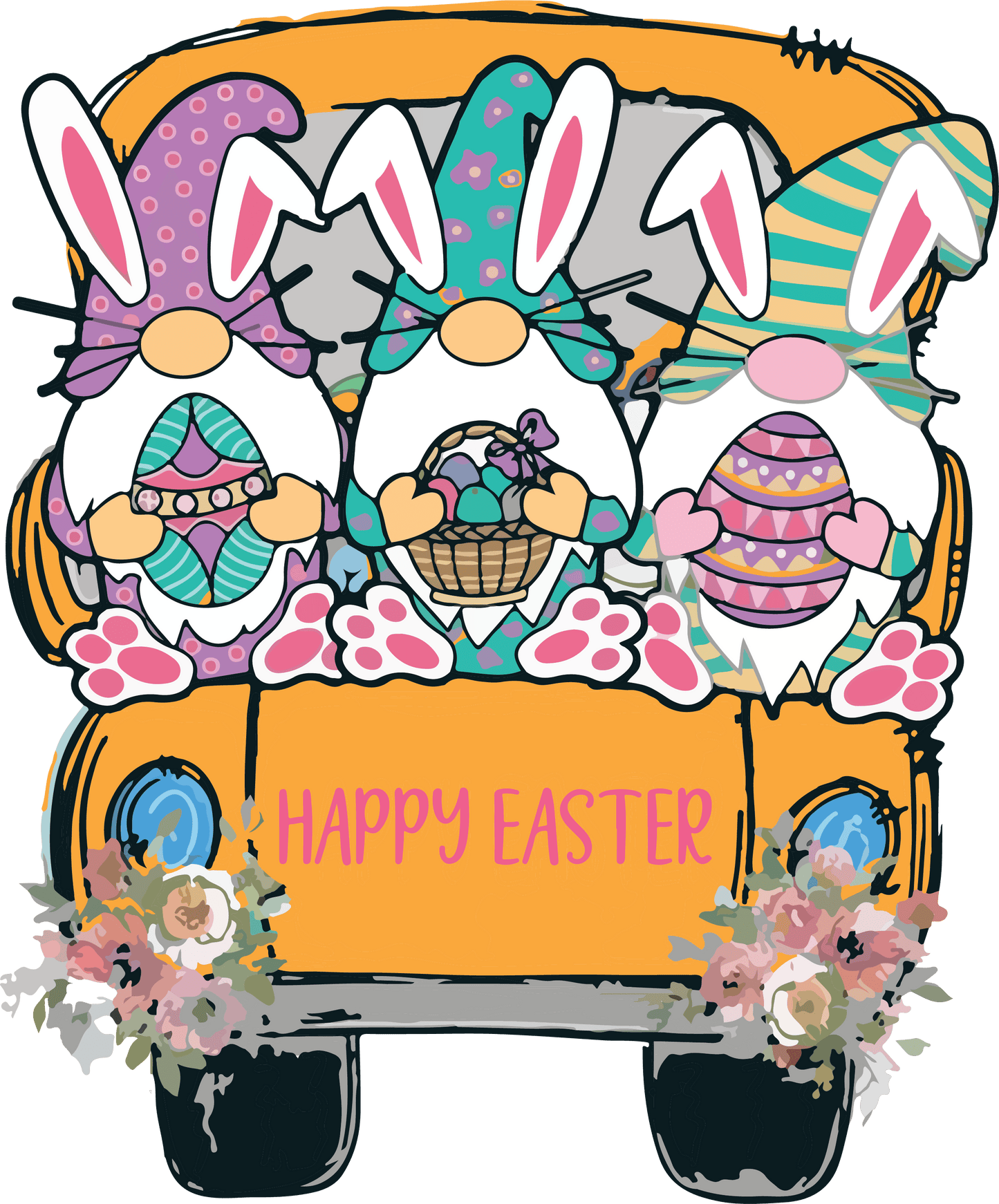 Hunting Season Gnome Truck Happy Easter Design - DTF Ready To Press