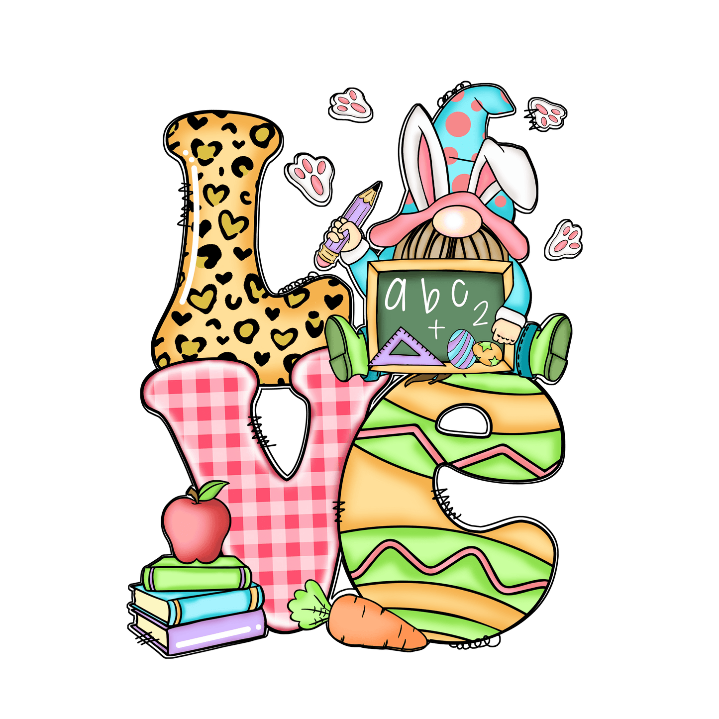 Love Easter Teacher Love Gnome Design - DTF Ready To Press