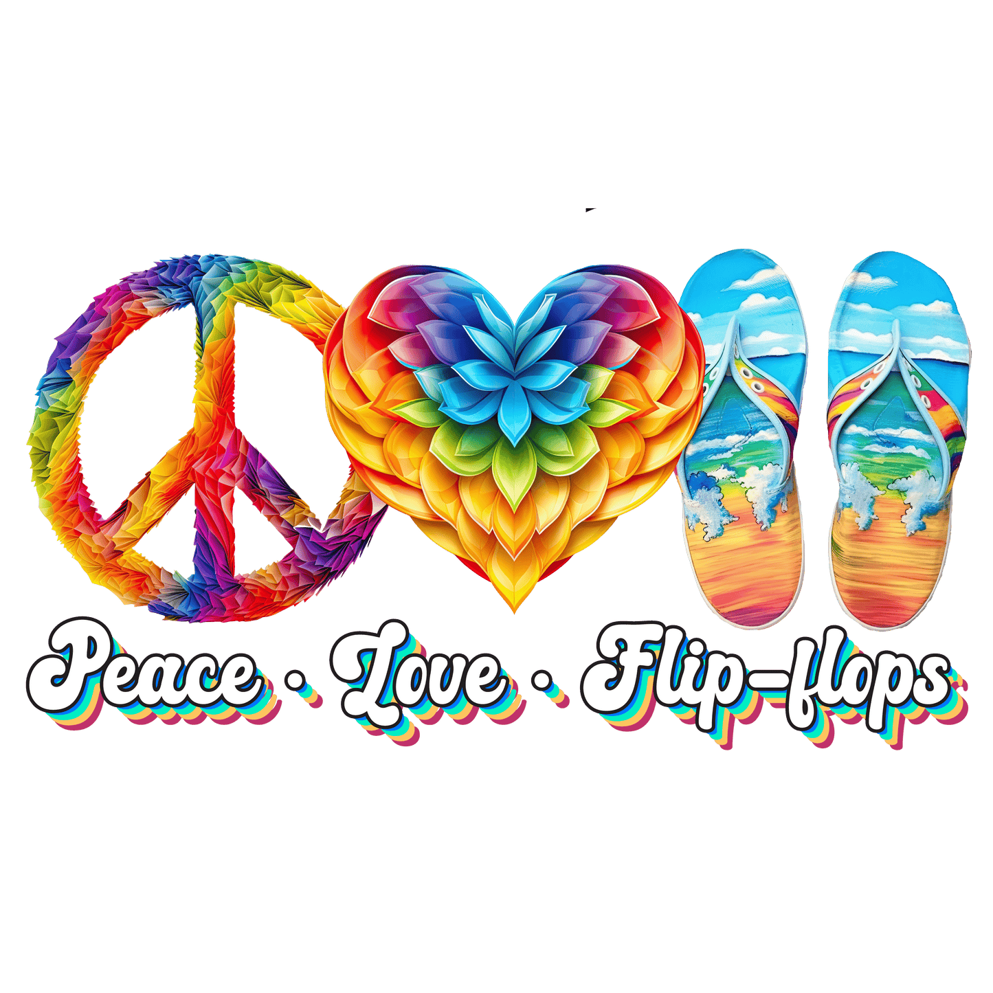 Peace Love Flip-Flops Design - DTF Ready To Press