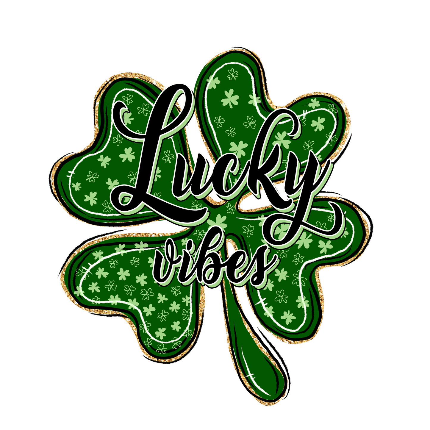 Clover Lucky Vibes Saint Patricks Day Cheetah Design - DTF Ready To Press