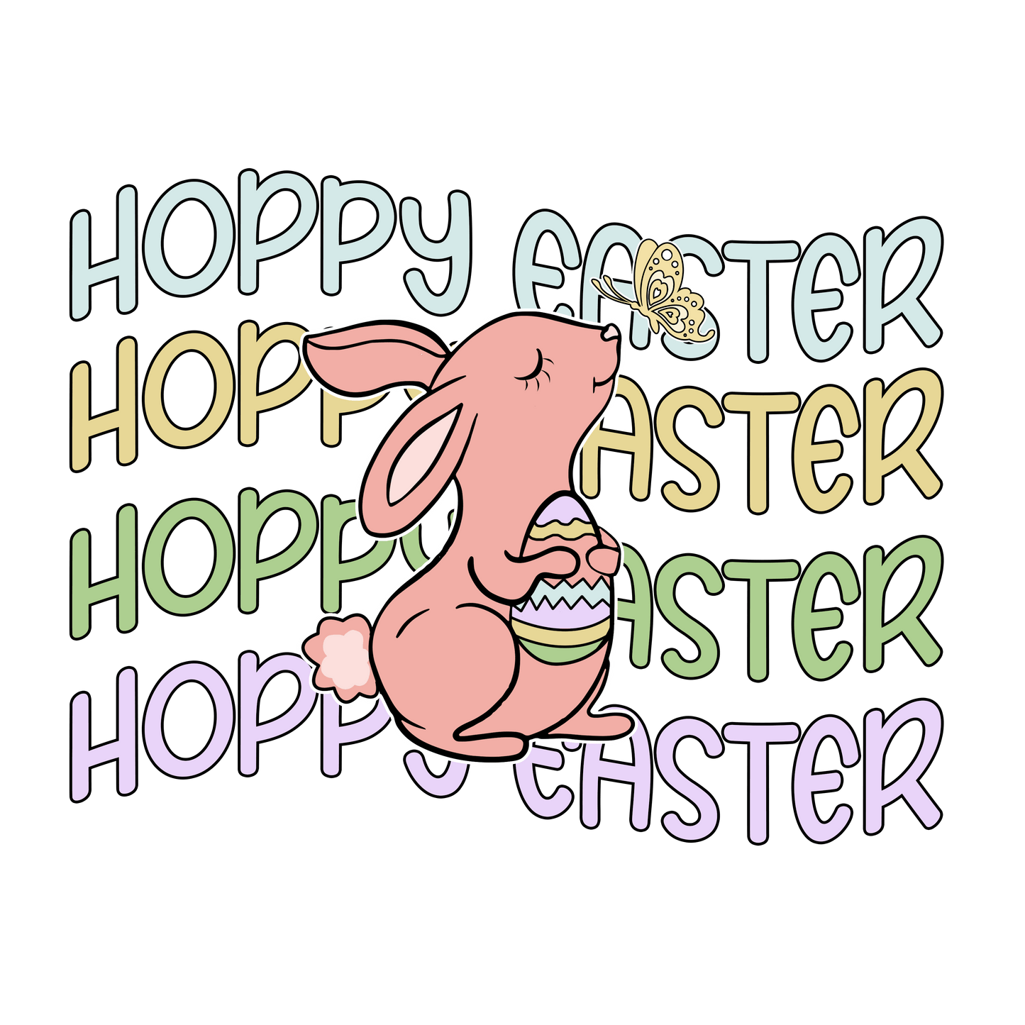 Hoppy Easter Cute Bunny Design - DTF Ready To Press