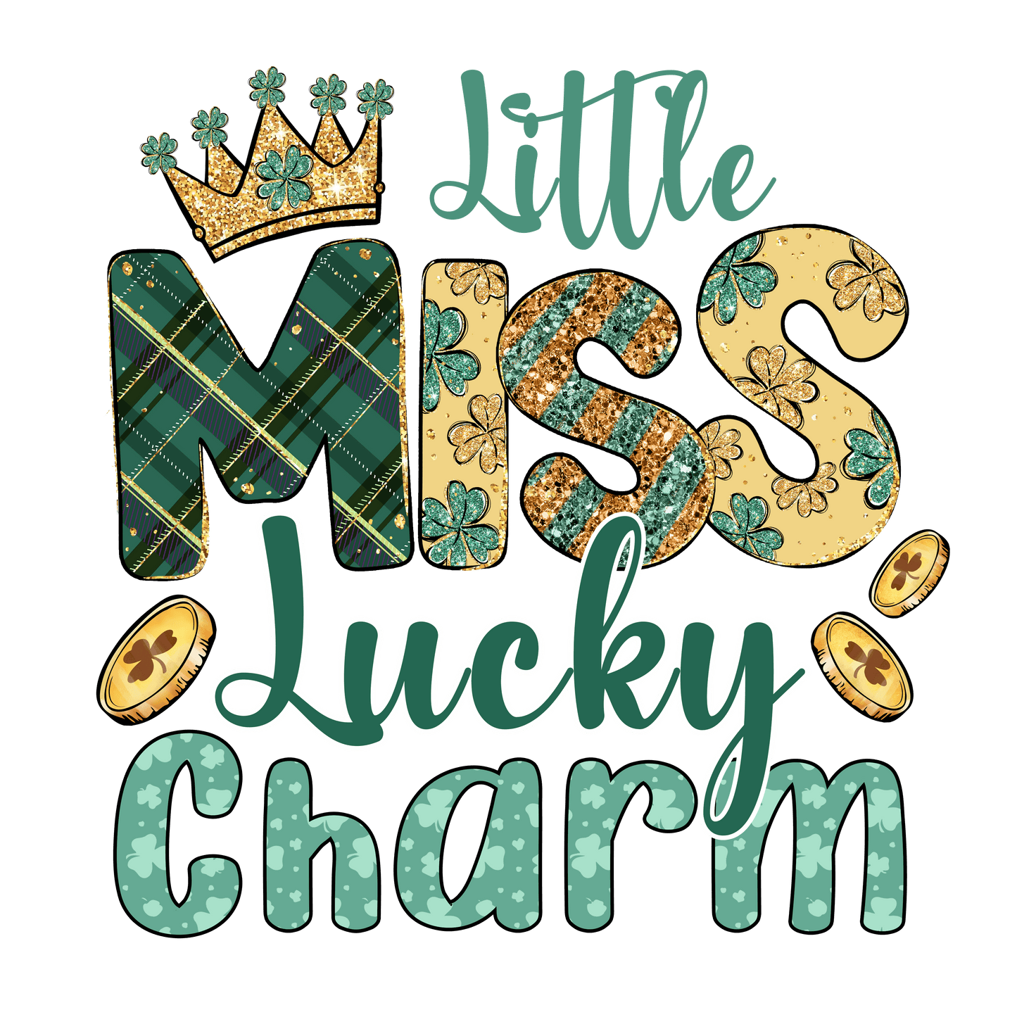 Little Miss Lucky Charm Saint Patrick's Design - DTF Ready To Press