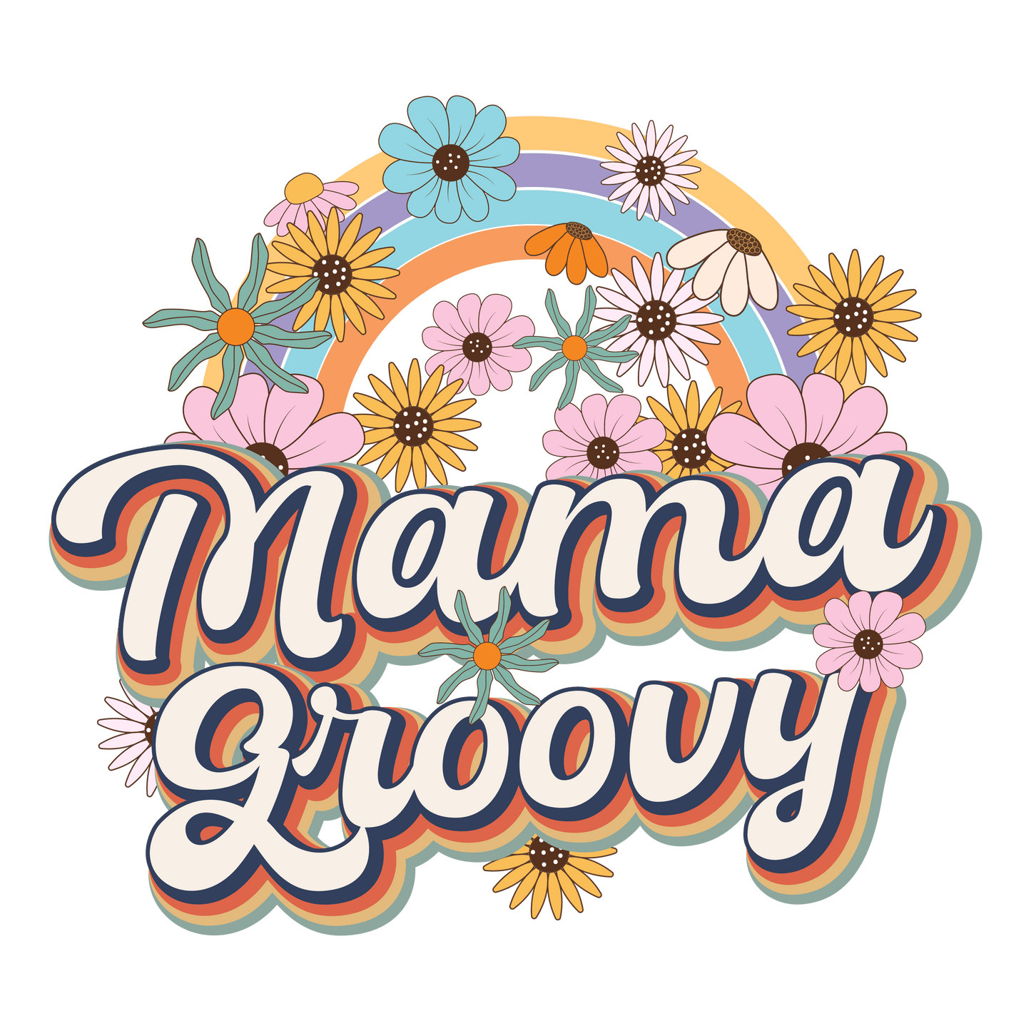 Mama Groovy Design - DTF Ready To Press