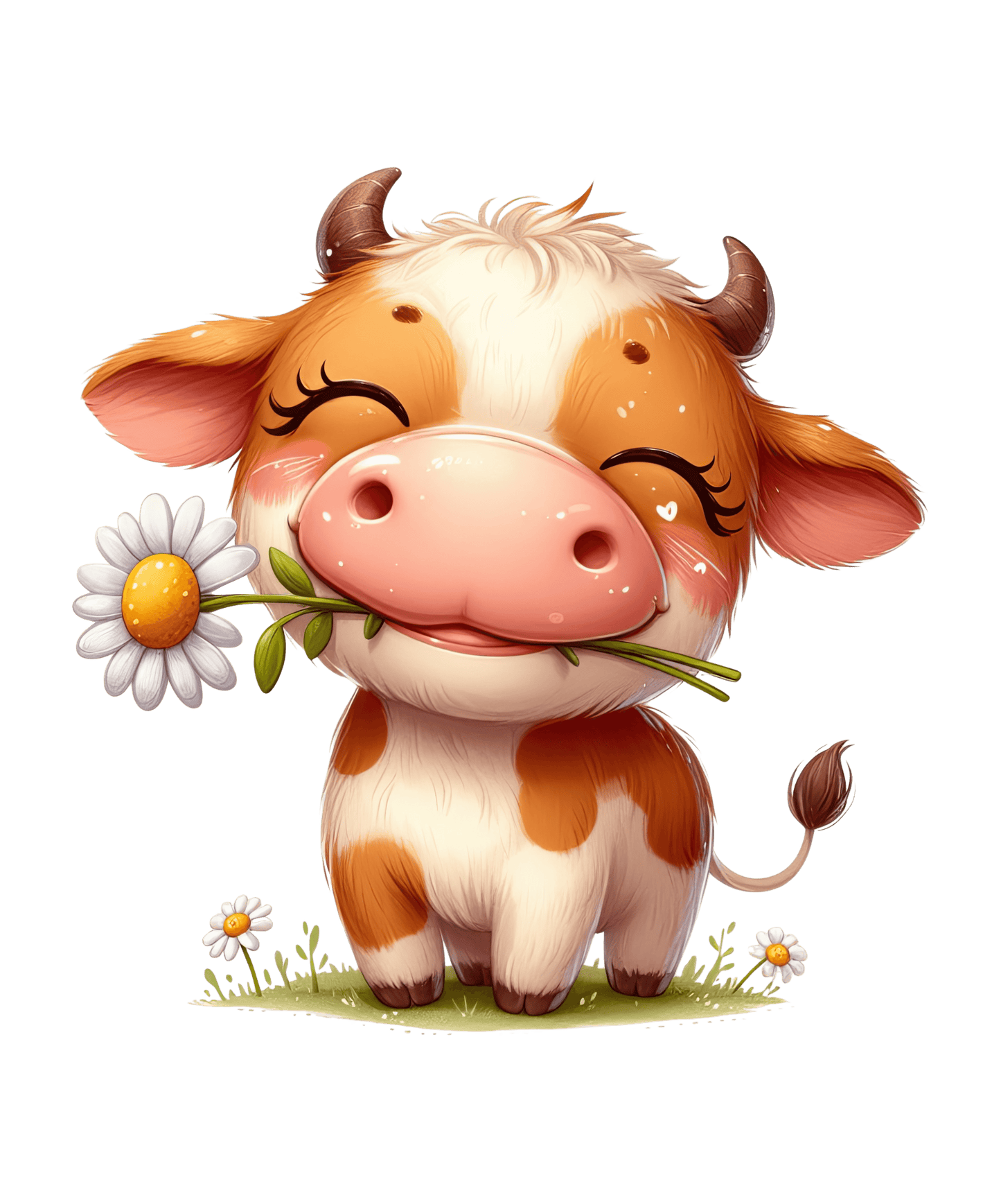 Cow And Daisy Valentine's Day Design - DTF Ready To Press