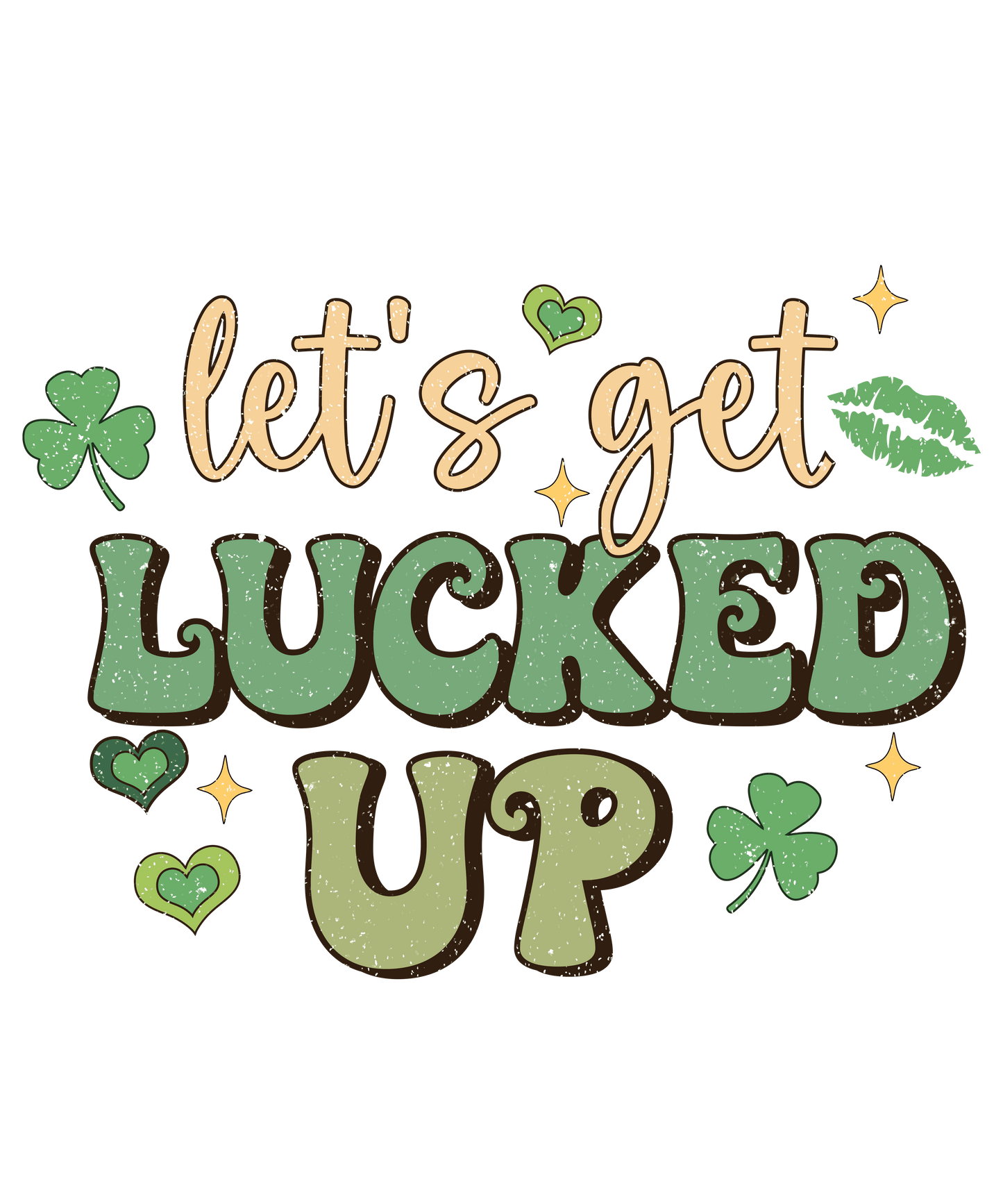 Lucky Shamrock Horseshoe Saint Patrick's Day Design - DTF Ready To Press