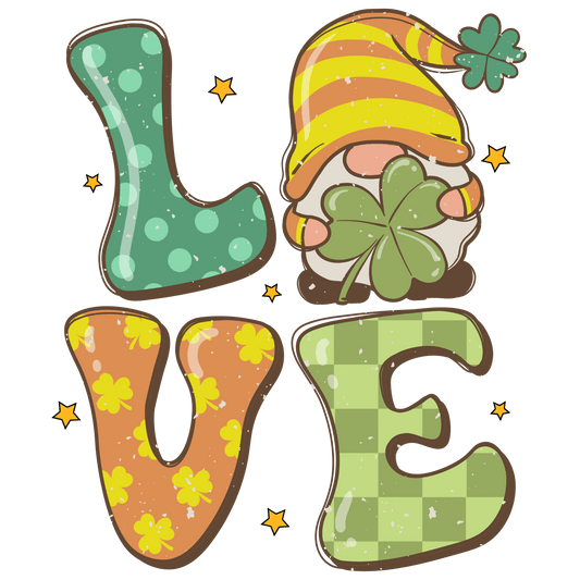 Gnome Love Saint Patrick's Day Design - DTF Ready To Press