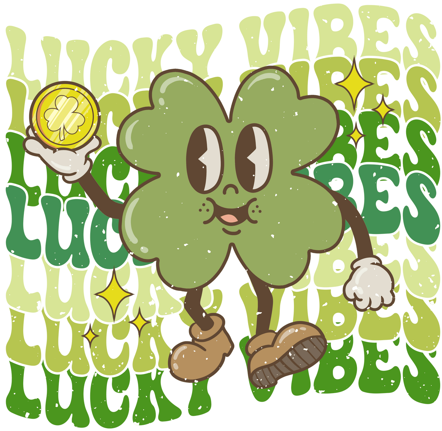 Lucky Vibes Saint Patrick's Day Clover Design - DTF Ready To Press