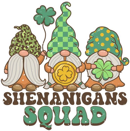 Shenanigans Squad Saint Patrick's Day Gnome Design - DTF Ready To Press