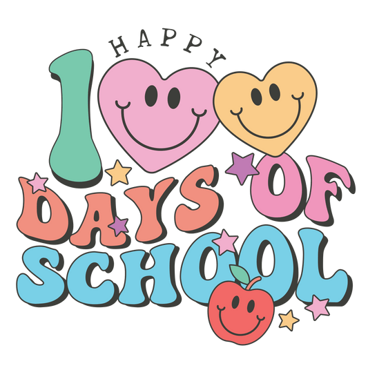 Happy 100 Days Of Shool Teacher Design - DTF Ready To Press