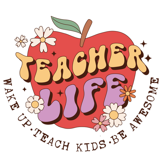 Retro Teacher Life Design - DTF Ready To Press
