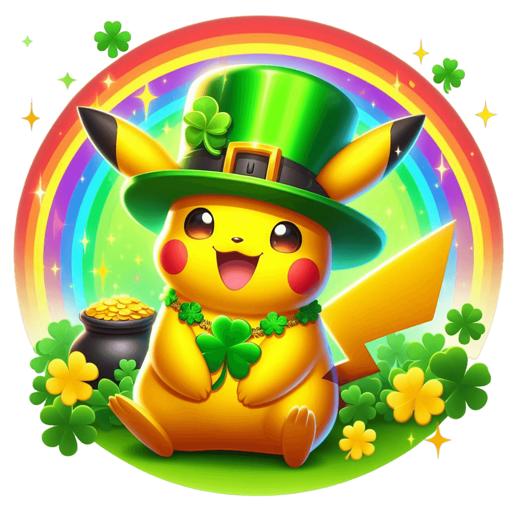 St Patrick's Day Pikachu Pokemon Design - DTF Ready To Press