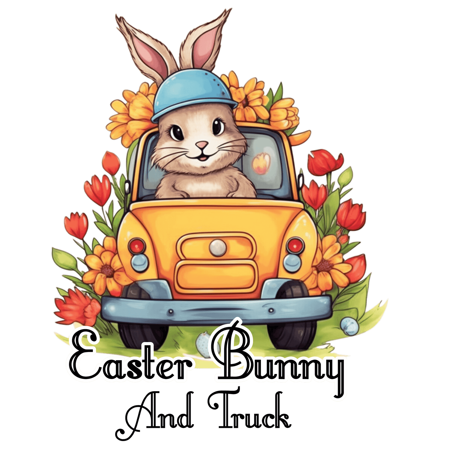 Easter Bunny And Truck Design - DTF Ready To Press