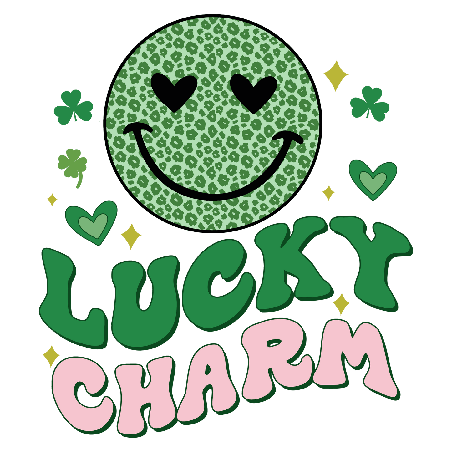 Lucky Charm Saint Patrick's Day Smiley Design - DTF Ready To Press