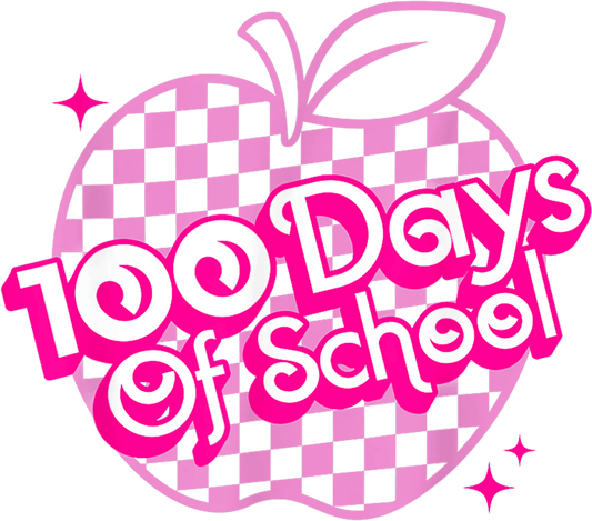 100 Days Of School Apple Barbie Design - DTF Ready To Press