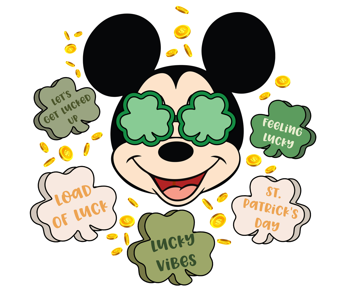 Disney Saint Patrick's Day Mickey Lucky Vibes Design - DTF Ready To Press