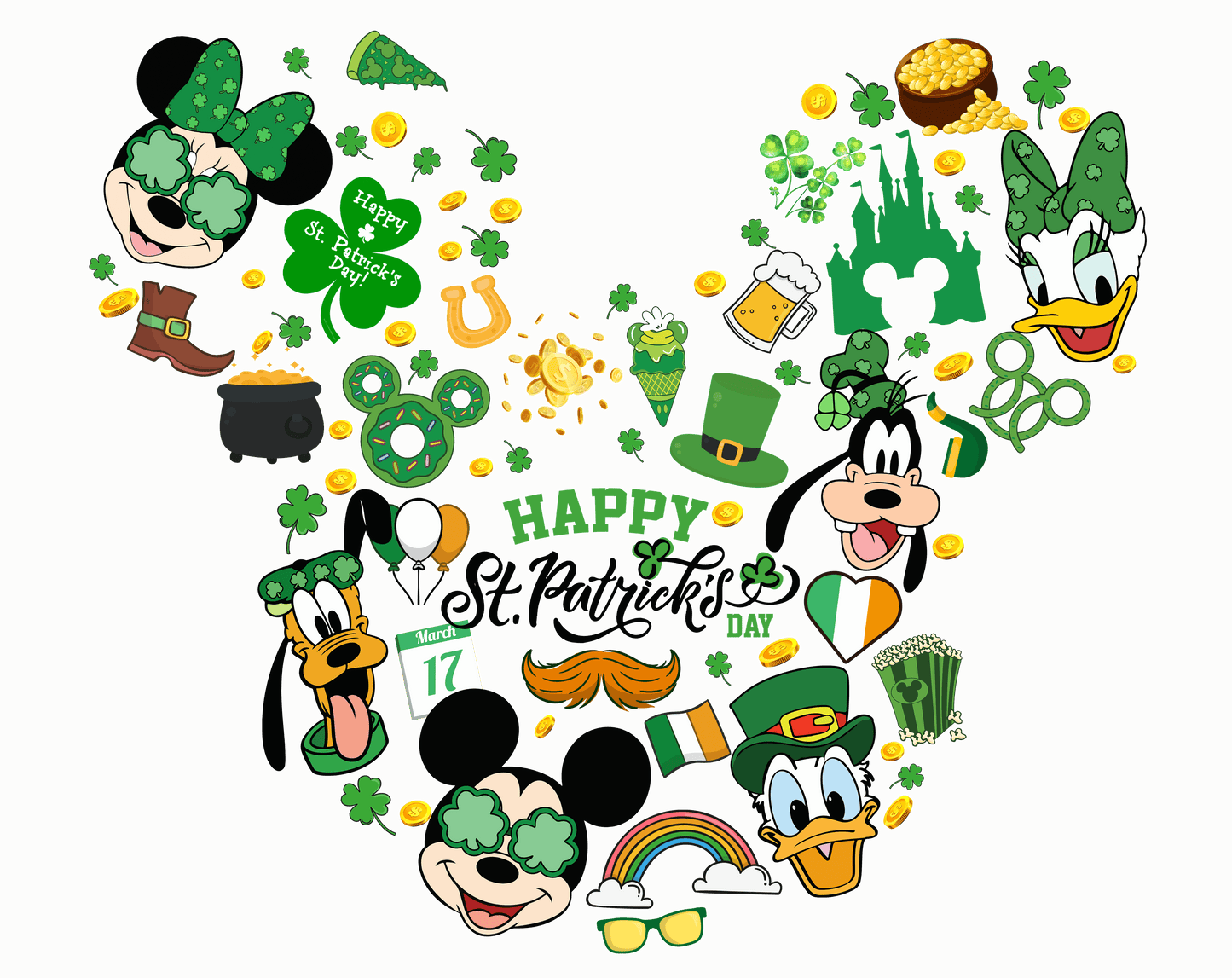 Mickey Mouse Happy St Patrick's Day Design - DTF Ready To Press