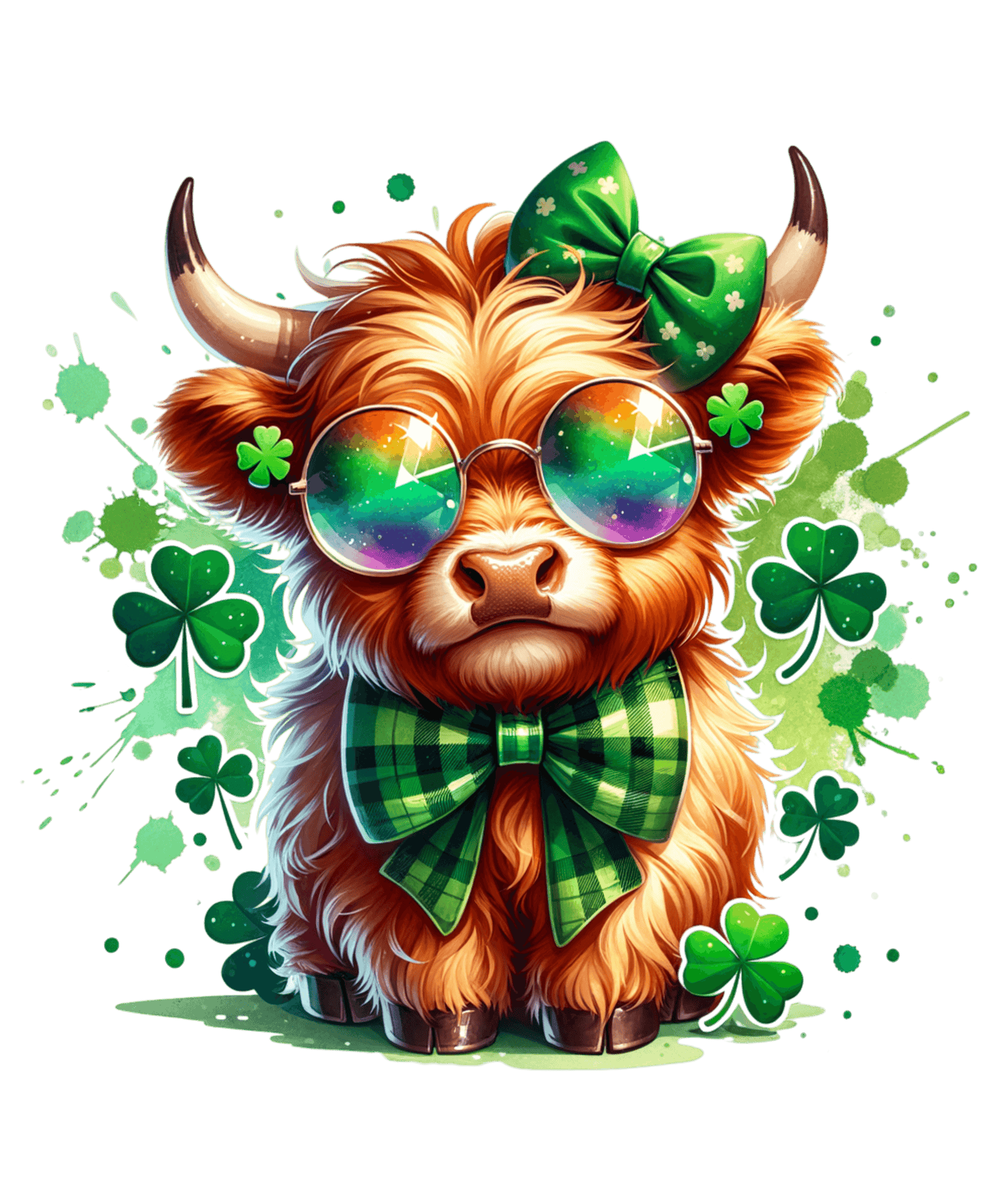 St Patrick's Day Cute Highland Cow Design - DTF Ready To Press