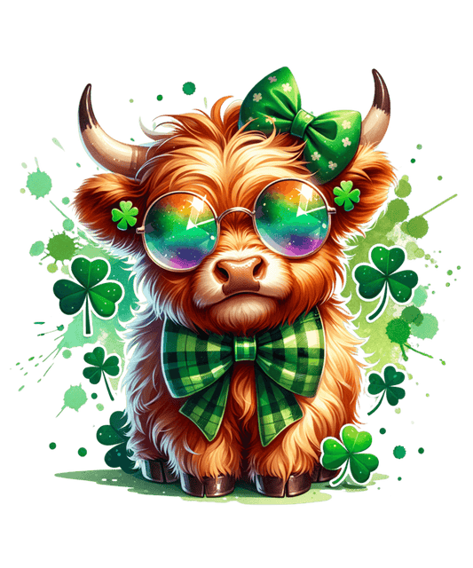 St Patrick's Day Cute Highland Cow Design - DTF Ready To Press