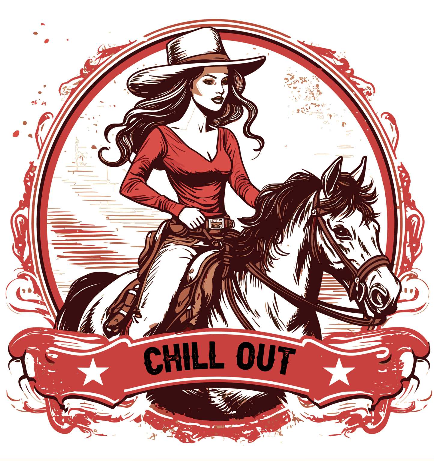 Chill Out Cowgirl Design - DTF Ready To Press