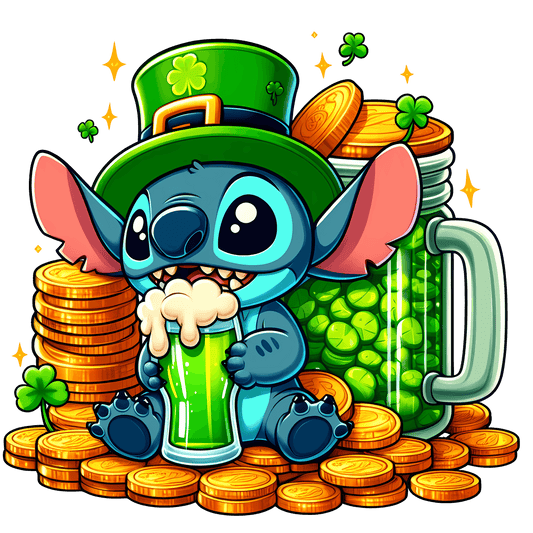 Disney Lilo & Stitch Saint Patrick's Day Beer Lover Design - DTF Ready To Press