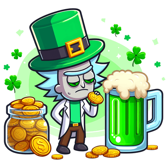 Rick And Beer Drinking Saint Patrick Day Design - DTF Ready To Press