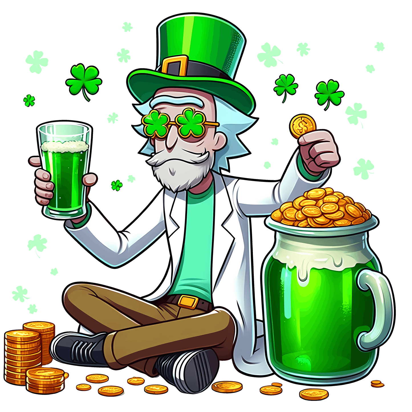 Rick Sanchez Beer St Patrick's Day Design - DTF Ready To Press